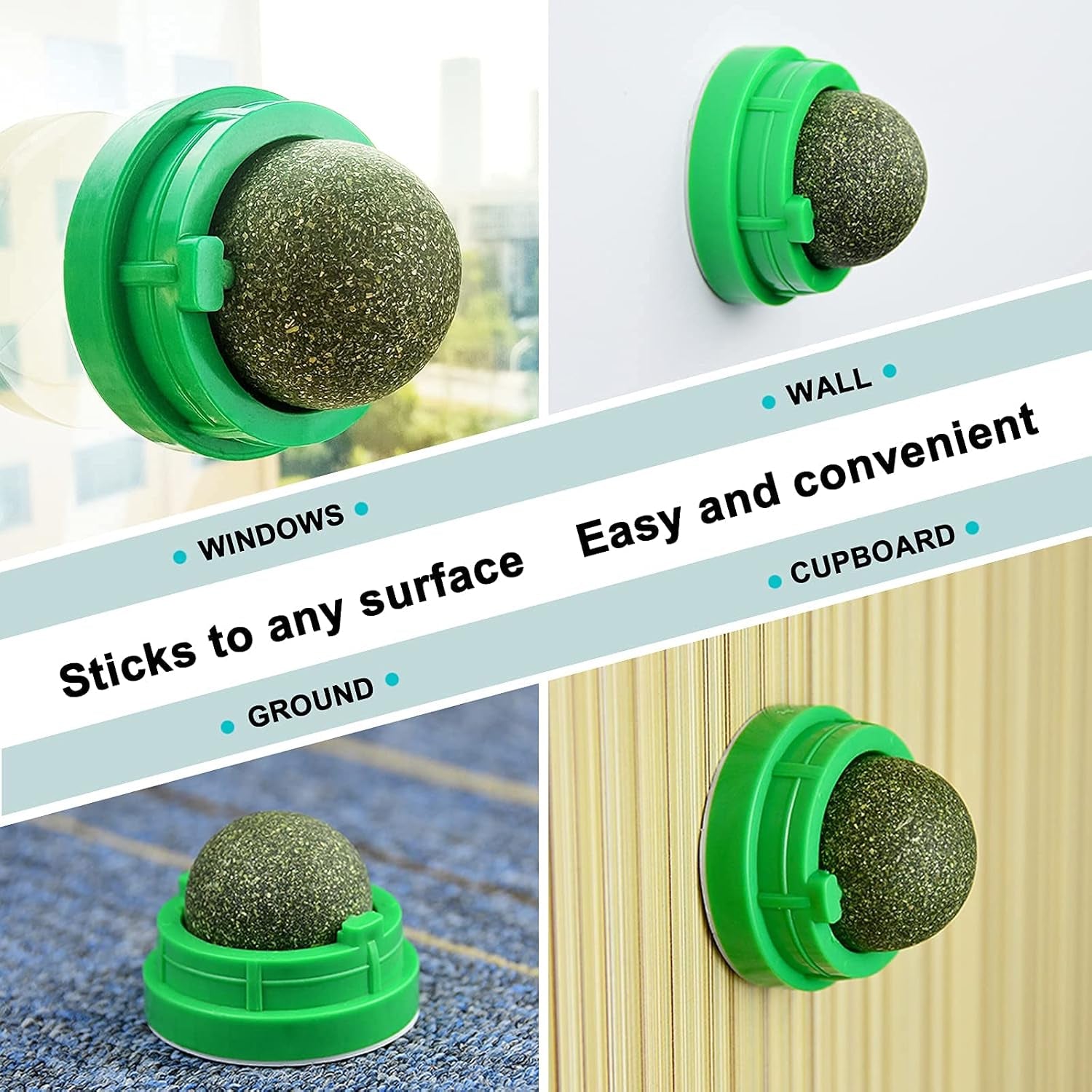 Catnip Cat Toys with 2 Candies, Catnip Wall Ball Toys for Indoor Cats, Rotatable Safe Healthy Edible Licking Balls for Kitty Playing, Kitten Chew Cleaning Teeth Treats Toys…