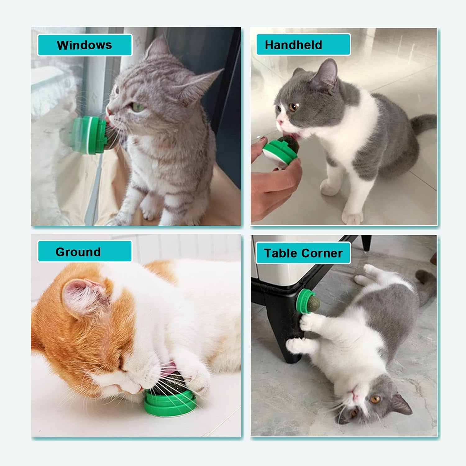 Catnip Cat Toys with 2 Candies, Catnip Wall Ball Toys for Indoor Cats, Rotatable Safe Healthy Edible Licking Balls for Kitty Playing, Kitten Chew Cleaning Teeth Treats Toys…